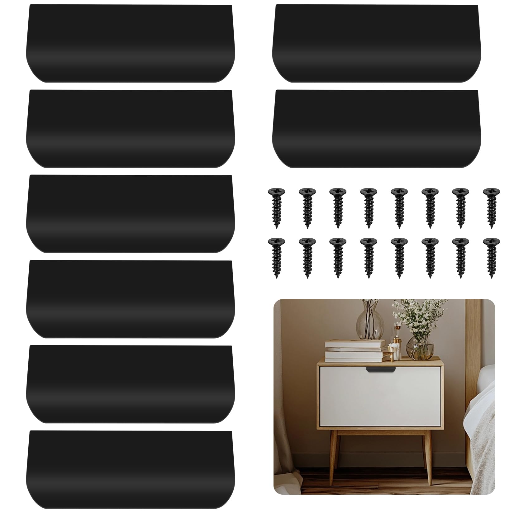 8 Pcs Tiradores Cocina Negros, Tiradores de Puertas para Armarios Dormitorio Cajones Cocina Aparador Muebles, Negros/120mm