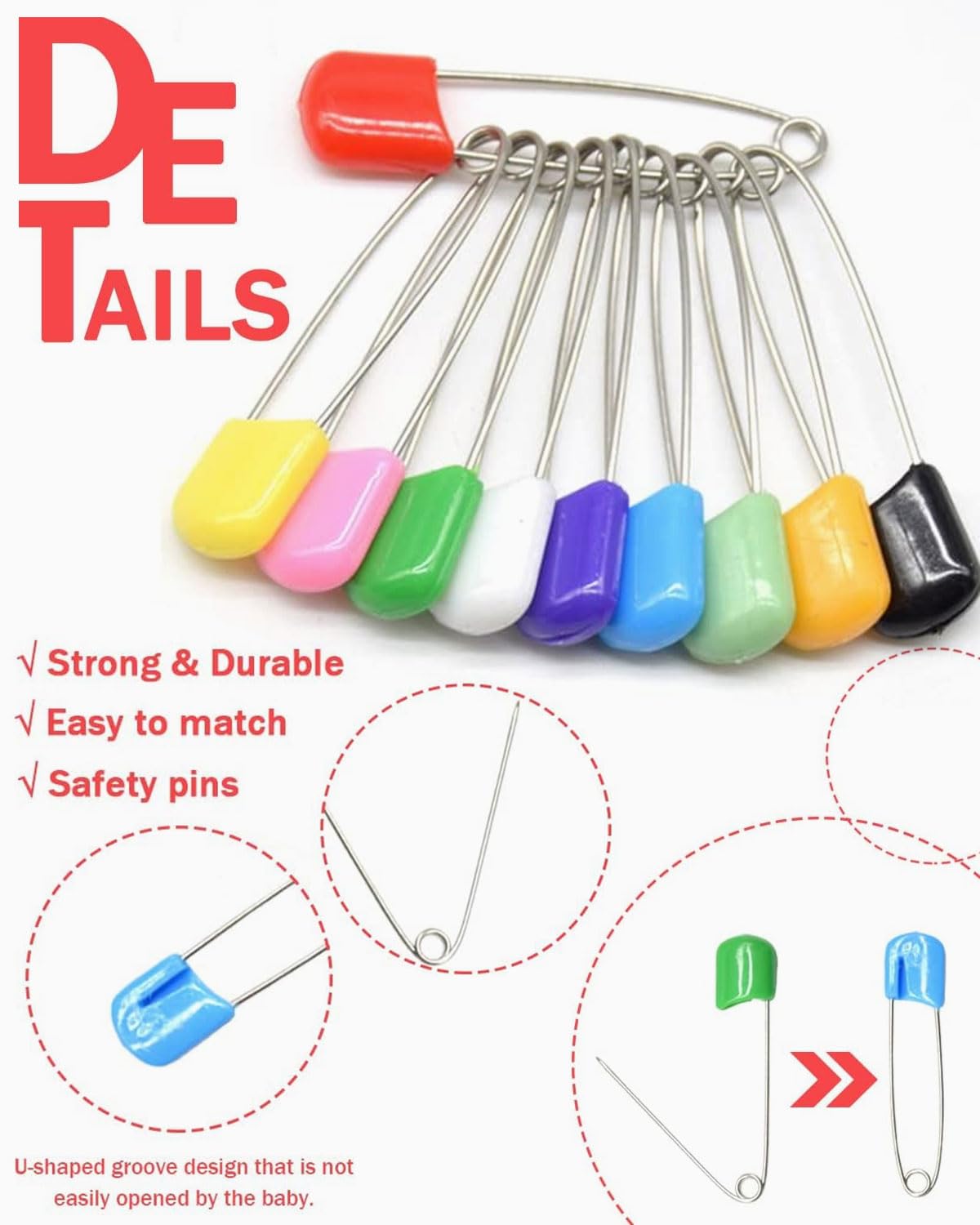 Spille sicurezza 5,5 cm per pannolini, fermagli bloccaggio colorati abbigliamento artigianato