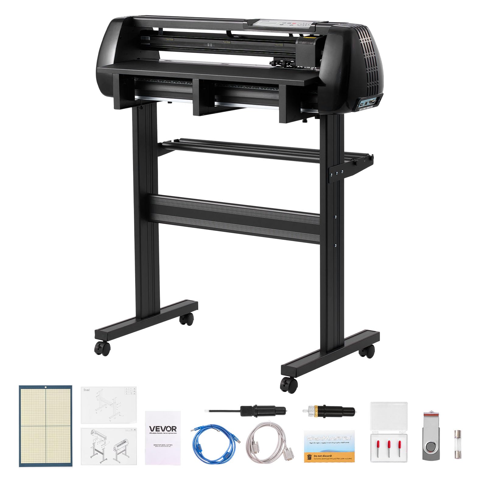 VEVOR Máquina de Corte de Vinilo, con Ancho de Alimentación Máximo de 72 cm, Cuchillas Dobles y Pantalla LED, Compatible con Windows y macOS, para Proyectos de Bricolaje, 940 x 455 x 1030 mm