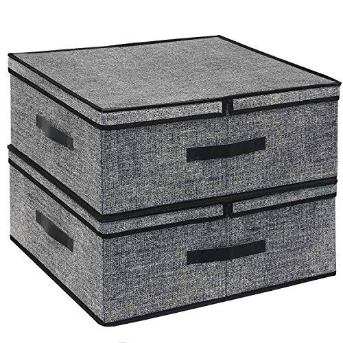homyfort Contenedor Plegable para Guardar Ropa, Caja de Almacenaje para Juguetes con Funda Extraíble, 50x42x20 cm, Negro Lino, XALB50P2