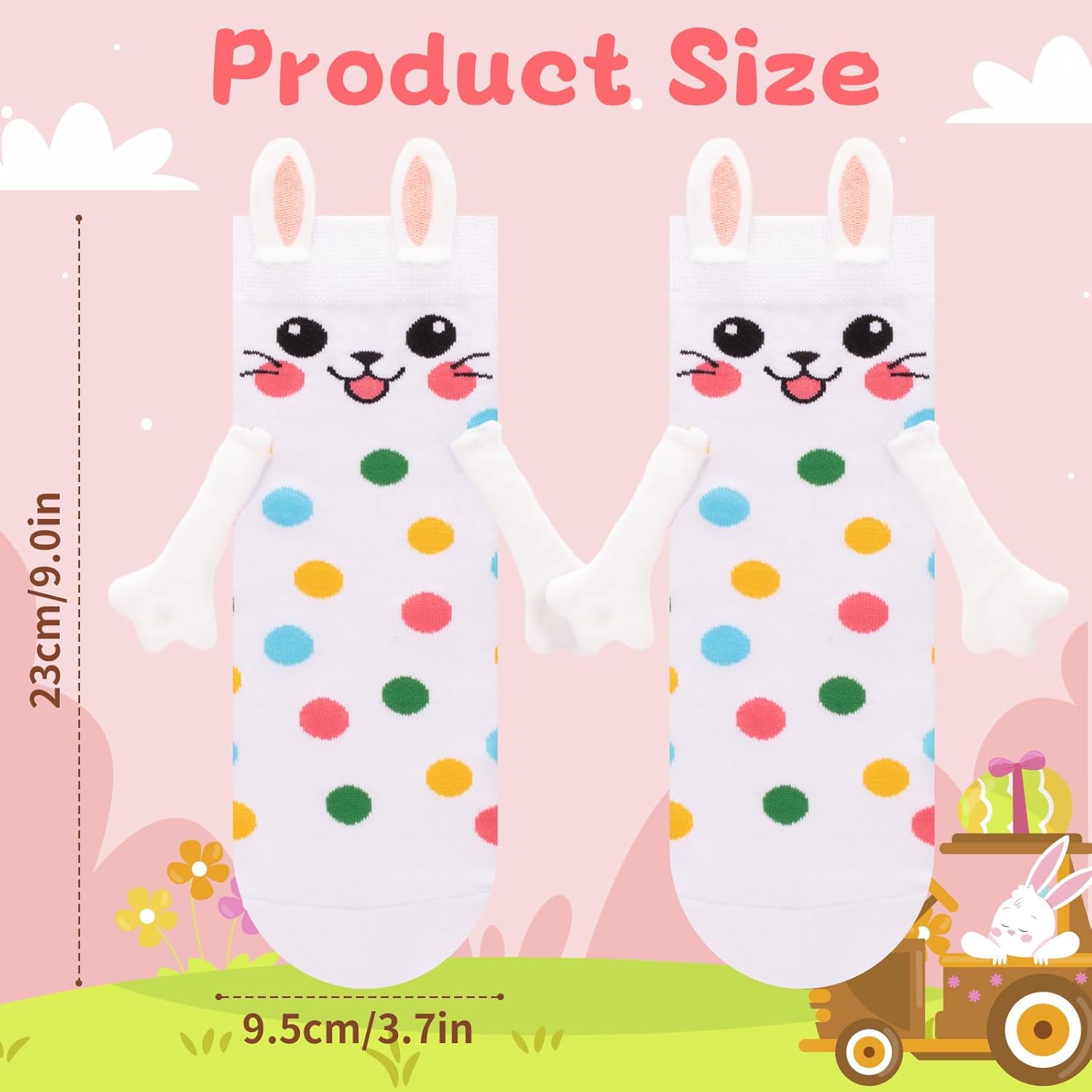 Funny Bunny Socks, Crazy Animal Magnetic Hand Holding Socks Easter Gifts for Women Friends Teen Girls - Image 3