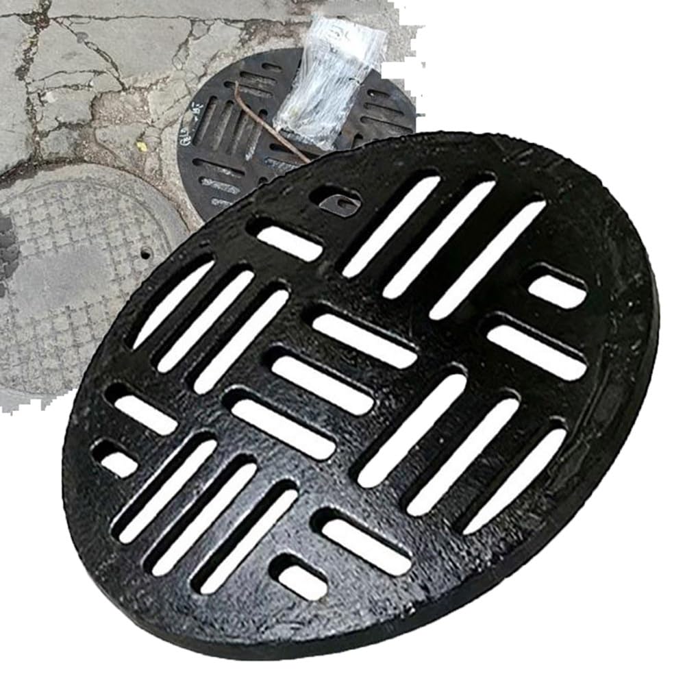 Rejilla redonda de hierro fundido resistente para cubrir alcantarillado – 8/12/14/16/18/20 pulgadas de repuesto para uso en exteriores (68 x 3 cm)