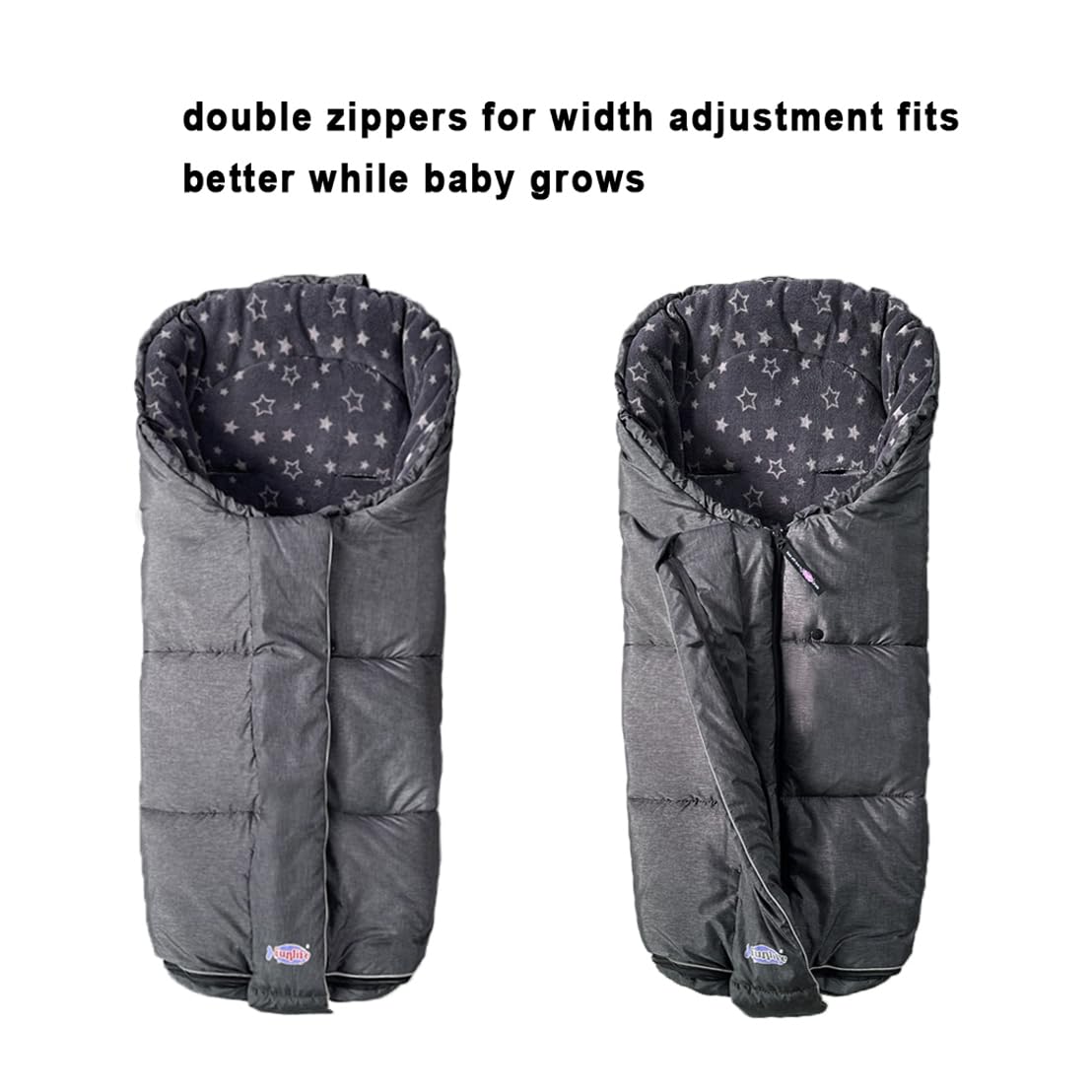 funlife Waterproof Winter Stroller Sleeping Sack,Width Adjustable Stroller Winter Cover Width Adjustable Designed for Kids Growth Stroller Blanket
