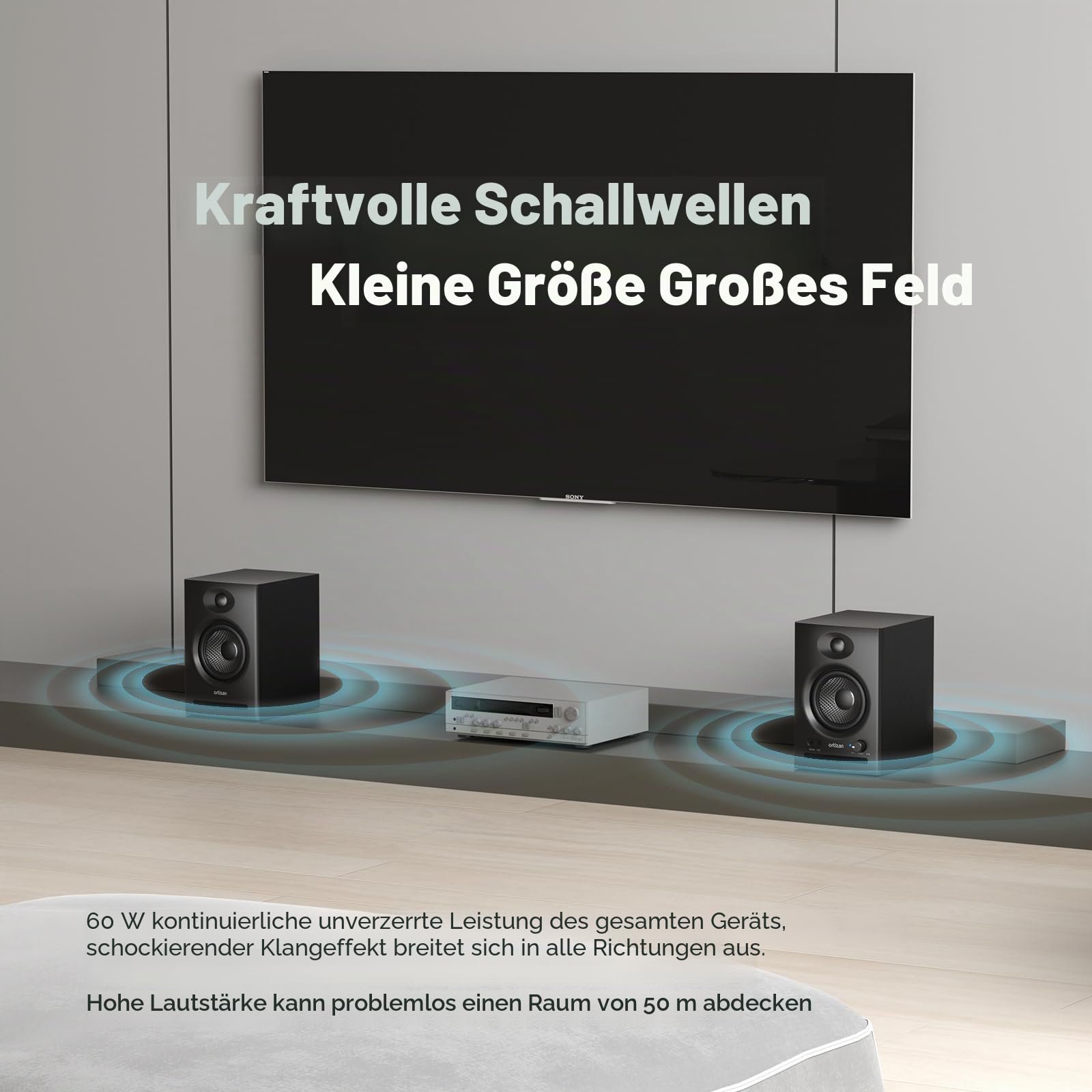 Ortizan C7 Studio Monitore Lautsprecher mit Bluetooth für Computer schwarz