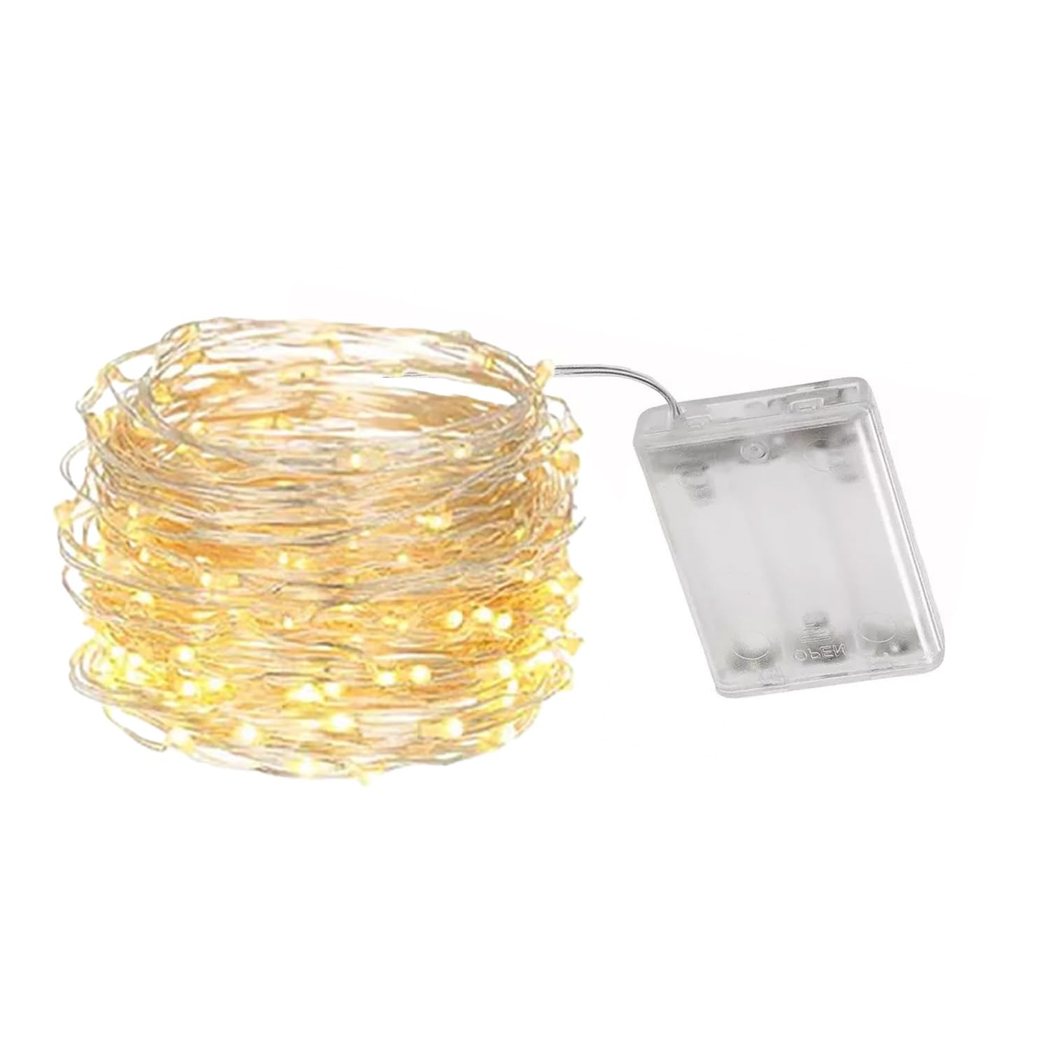 Brightium LED Copper Wire String Lights, 3AA Battery, Warm White, 15 Meters, Ideal for Indoor and Outdoor Decoration.