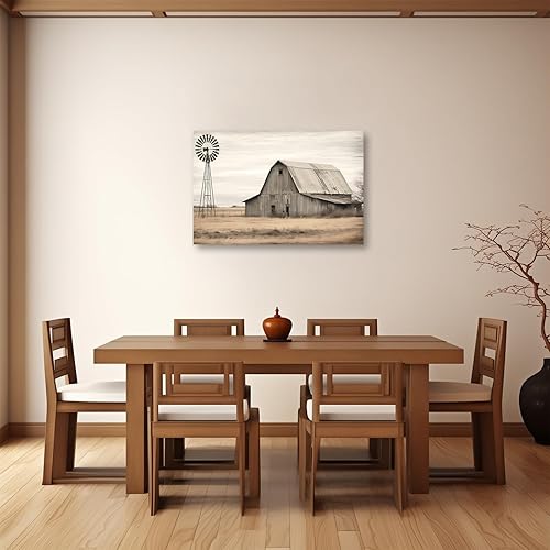 Miniatura 9 de CXHOSTENT Lienzo de granero rojo para pared, cuadros de granja antigua, decoración de pared, pintura rústica de granja, marco de decoración de