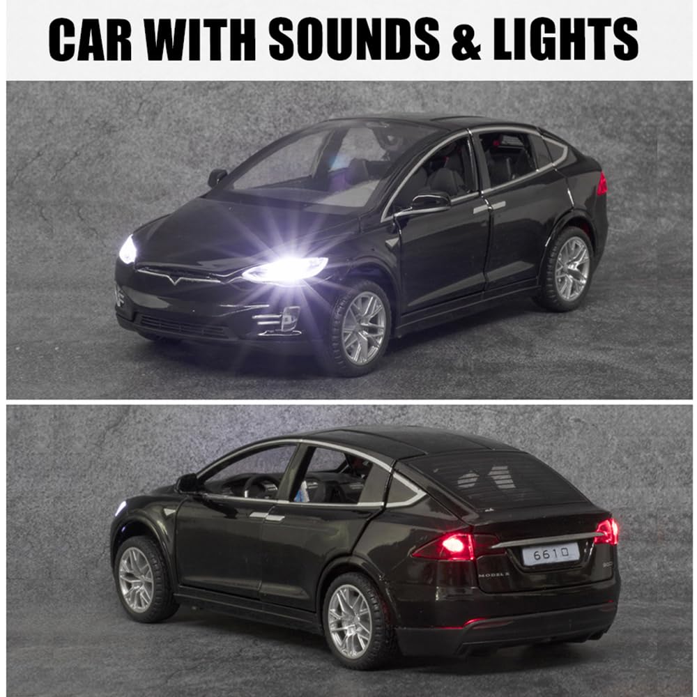1:32 Scale Car Model X Alloy Diecast Pull Back Electronic Toys with Lights and Music, Mini Vehicles Toys for Kids Gift 2