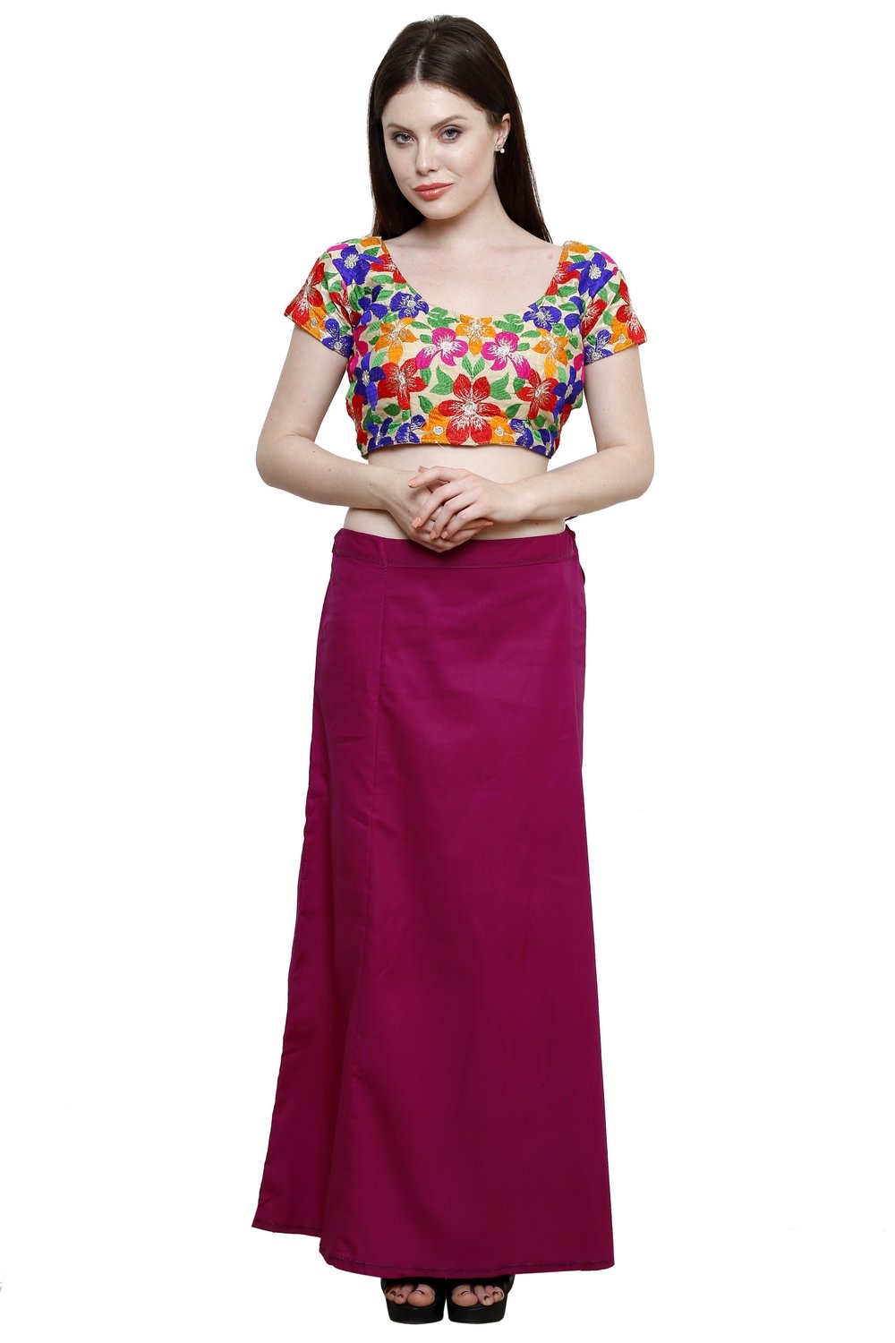 pistaa's Women's Cotton Magenta Colour Inskirt Saree Petticoats-picture-20