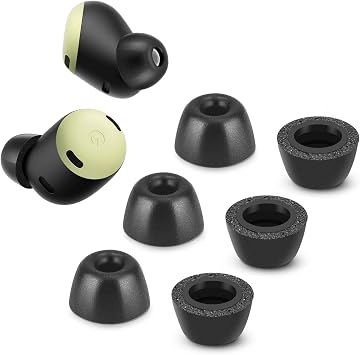 Memory Foam Tips for Google Pixel Buds Pro 1/2, Anti-Slip Replacement Ear Tips for Google True Wireless Earphones,Fit in The Charging Case, Perfect Noise Cancellation, 3 Pairs Small, Black