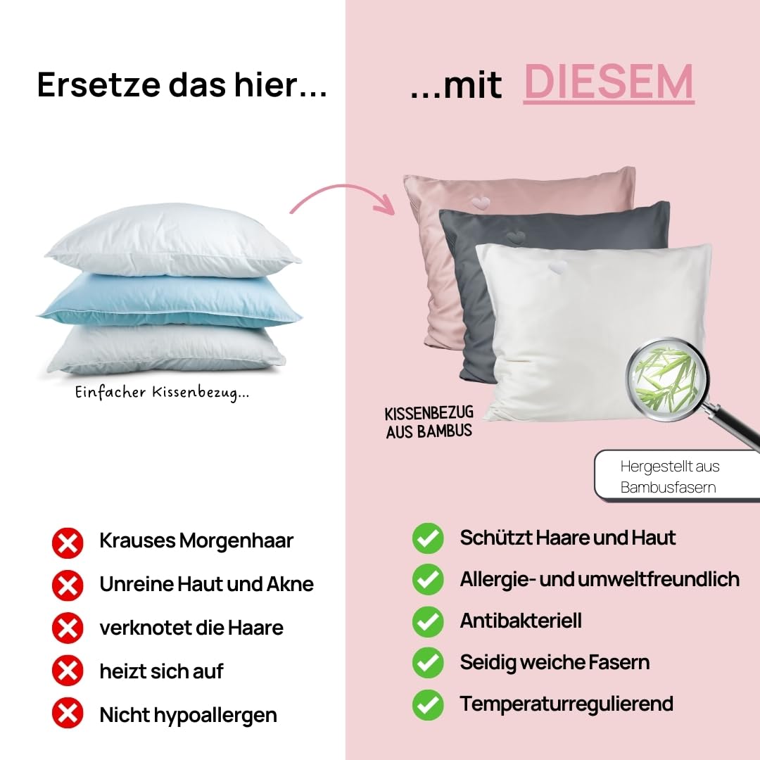 Yuaia Haircare Bambus Kissenbezug, 60x63/70 cm Grau - Fr eine  Schnheitsschlaf-Erfahrung ohne Morgenhaare : Amazon.de: Baby