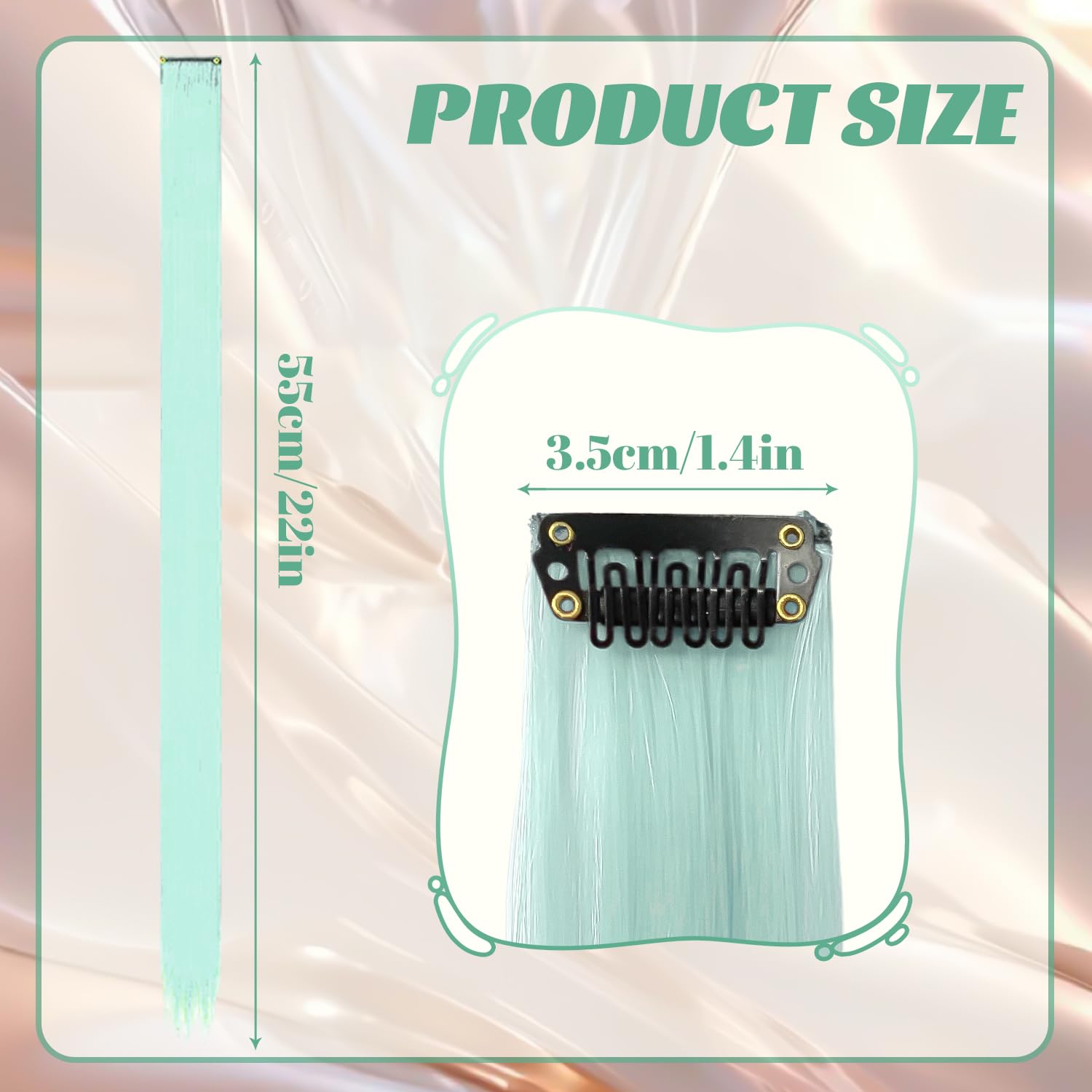 10 Pcs Hair Extensions, Mint green - Image 2