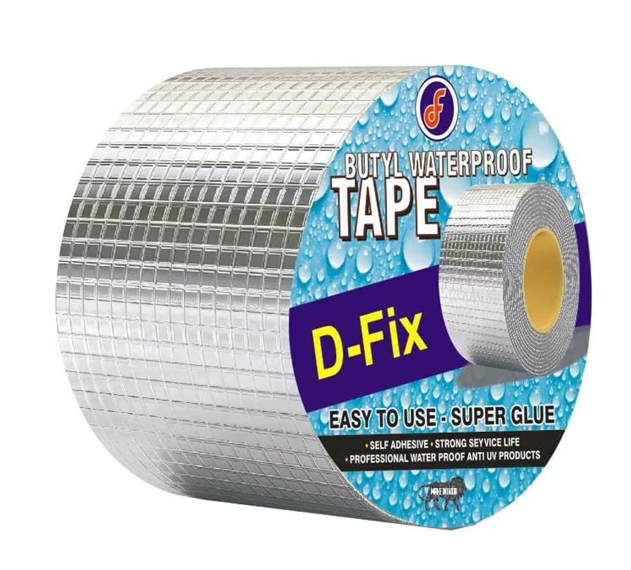 D-fix® Waterproof Repair Tape for Pipe Leakage Roof Water Leakage Solution Aluminium Foil Tape Waterproof Adhesive Sealing Butyl Rubber Tape for Surface Crack (7.5cm/3inch x 5m) (Silver) (B0D5WJ52WP) Amazon Price History, Amazon Price Tracker