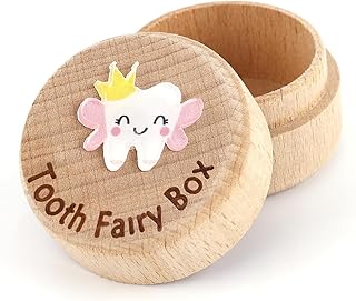 Tooth Storage Box, Wooden Tooth Box Cute Tooth Keepsake Box Tooth Holder Box Baby Tooth Box for Kids Boys and Girls