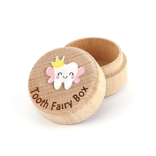 Caja de almacenamiento de dientes, caja de dientes de madera, bonita caja de recuerdo de dientes, caja de dientes de bebé para niños y niñas