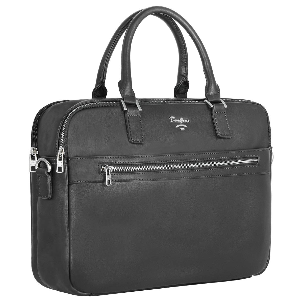 David Jones Sac à Main Business Porte-Documents Homme Simili Cuir PU Cartable Travail Sacoche Ordinateur Portable Mallette Serviette Affaires Professionnel Bandoulière Gris