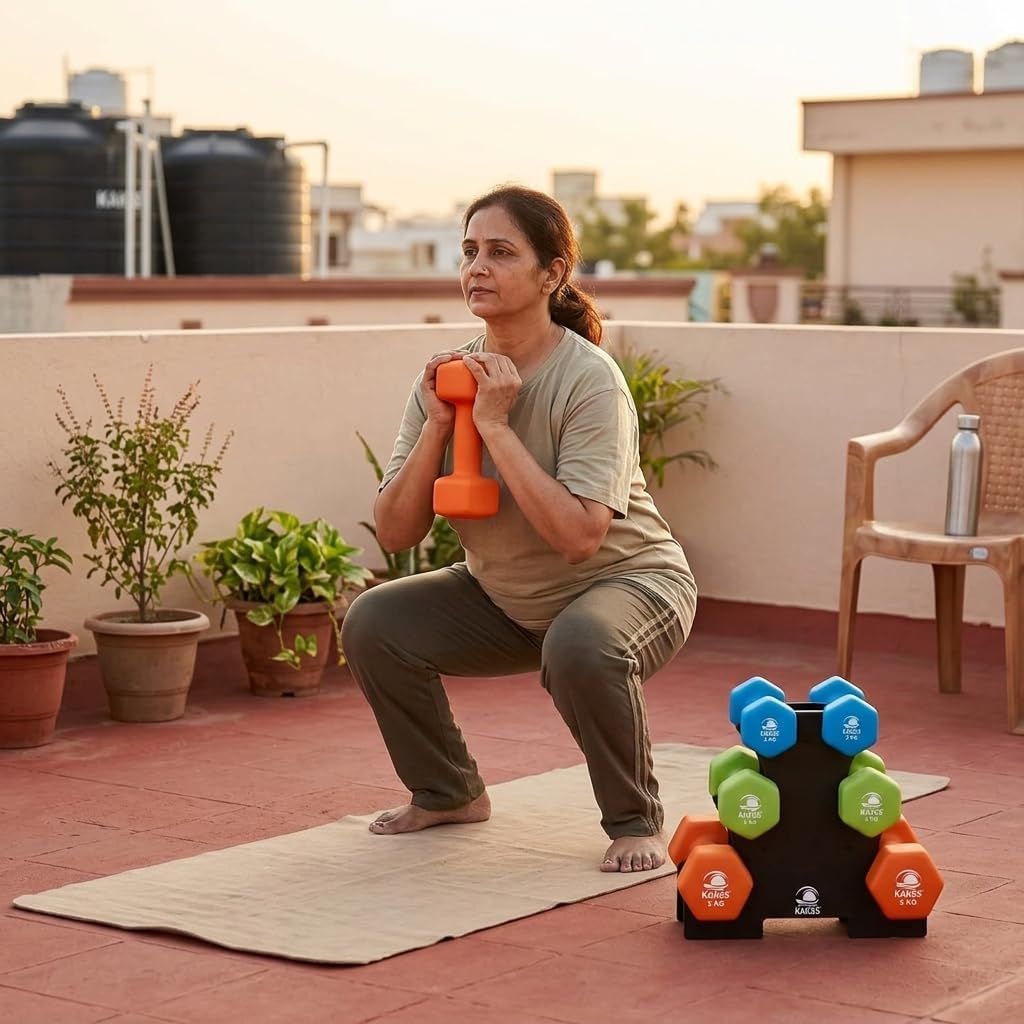 KAKSS Neoprene Dumbbell With Stand (Multicolor)
