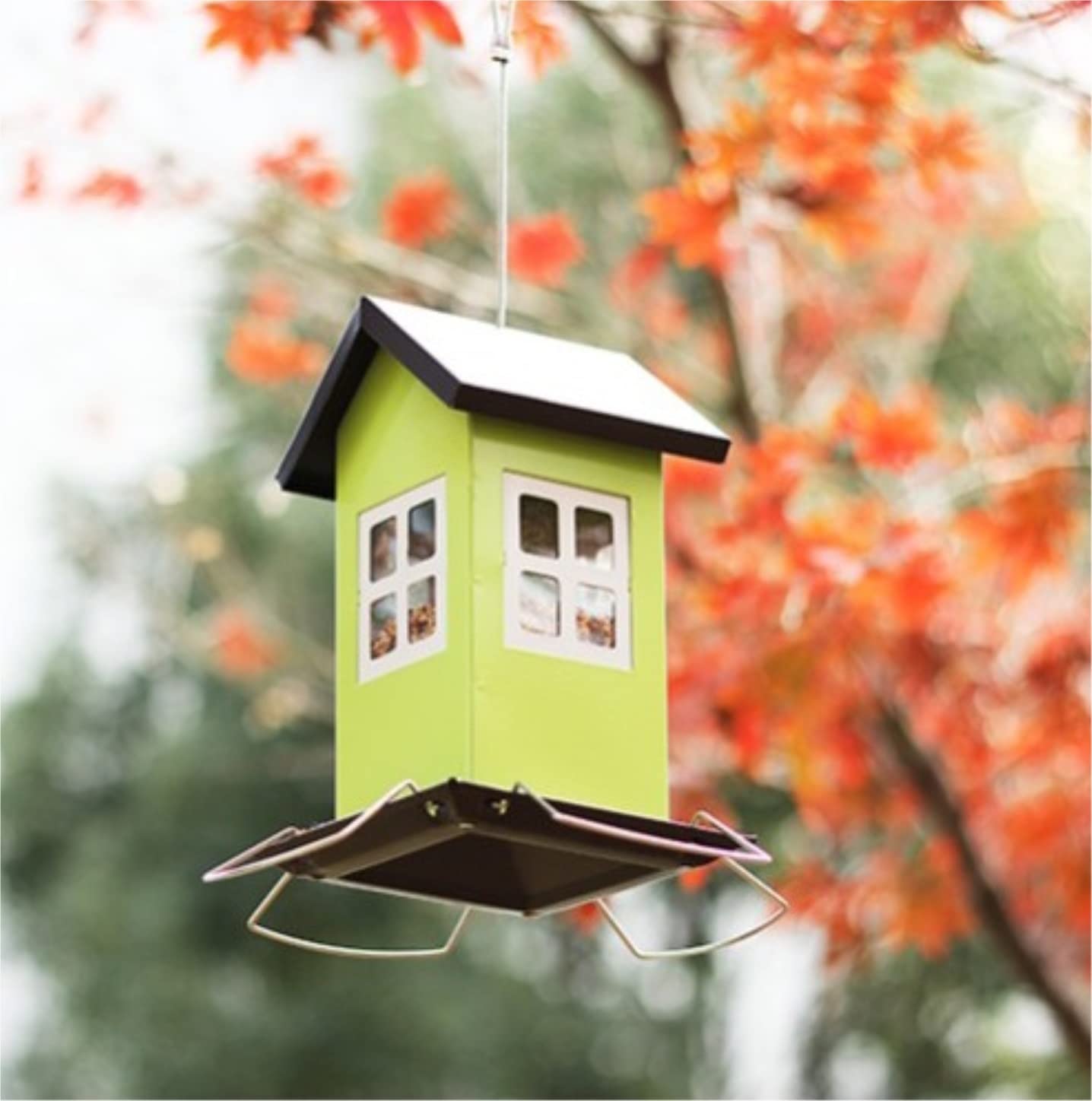 Karmnik dla Dzikich Ptaków Bird Feeder Matal Karmnik Dla Ptaków Pojemnik Na Jedzenie Zewnątrz Artykuły Zwierząt Dekoracja Ogrodowa Wróbli(19 * 19 * 20cm)