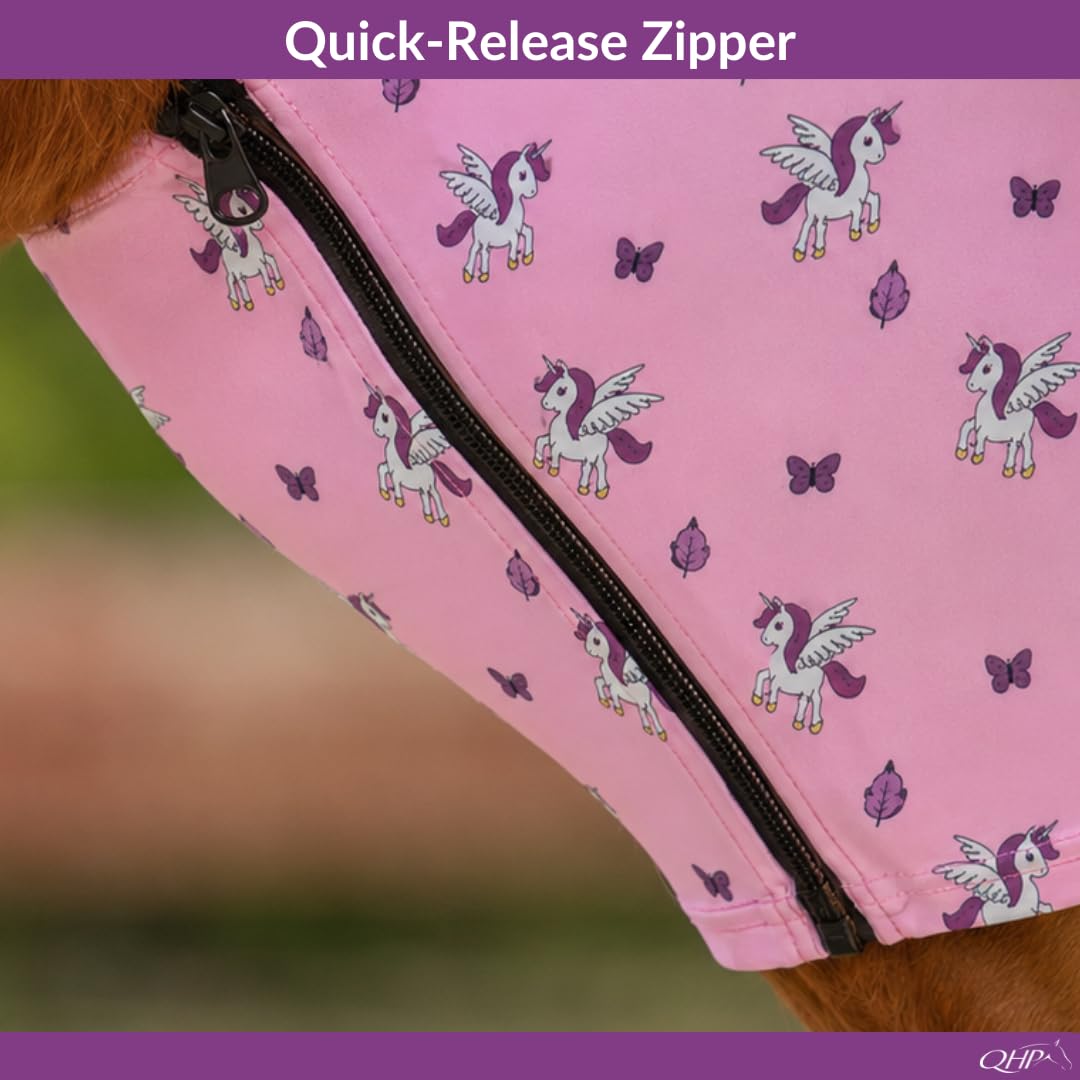 QHP Masque anti-mouches, motif licorne, rose