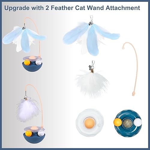 Miniatura 3 de Juguetes interactivos de plumas para gatos, hierba gatera, pelotas de pista, teaser de gatos para gatos y gatitos de interior (índigo)