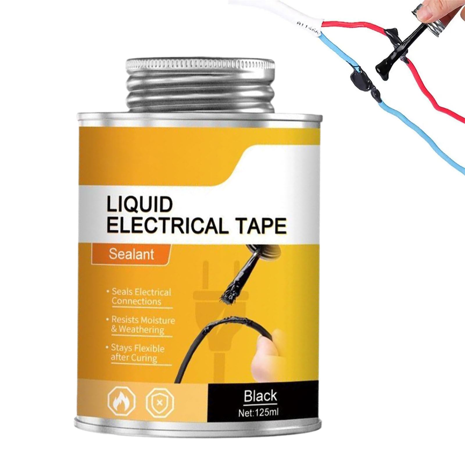 Cerioll Liquid Insulating Rubber Coat, Liquid Electrical Tape, Cable Repair Paste, Waterproof Insulating Glue, Waterproof Fast Dry, Black (125ml)