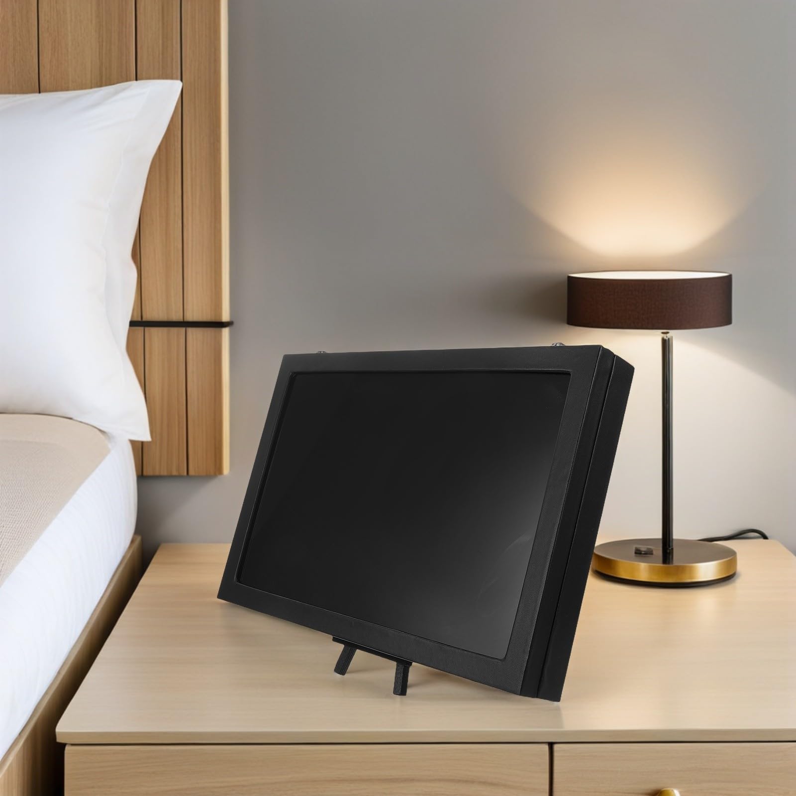 SHINEOFI Elegantes Stiftgehäuse aus Acryl und Holz mit Emailleplatten Sammlerkasten für Anstecknadeln und Pin Sammlung Tischständer und Wandmontage Möglich