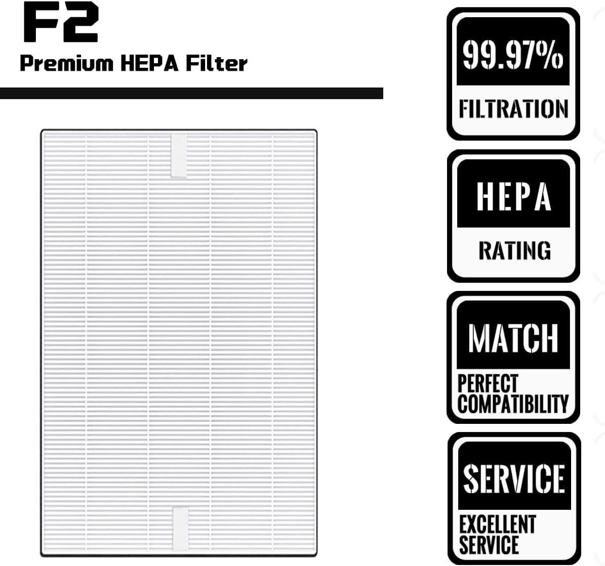 2 Pack F2 A2 Replacement Filter Compatible with 3M Filtrete Room Air Purifier Models FAP-C02WA-G2, FAP-C03BA-G2, FAP-T03BA-G2, for FAP-CO2-A2, FAP-CO3-A2, FAP-TO3-A2, Foam Seal Design