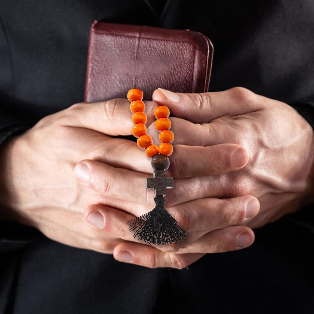 DICOSMETIC 3 pezzi Corda da preghiera cristiana ortodossa in legno Chotki 30/80/100 nodi con croce e nappino