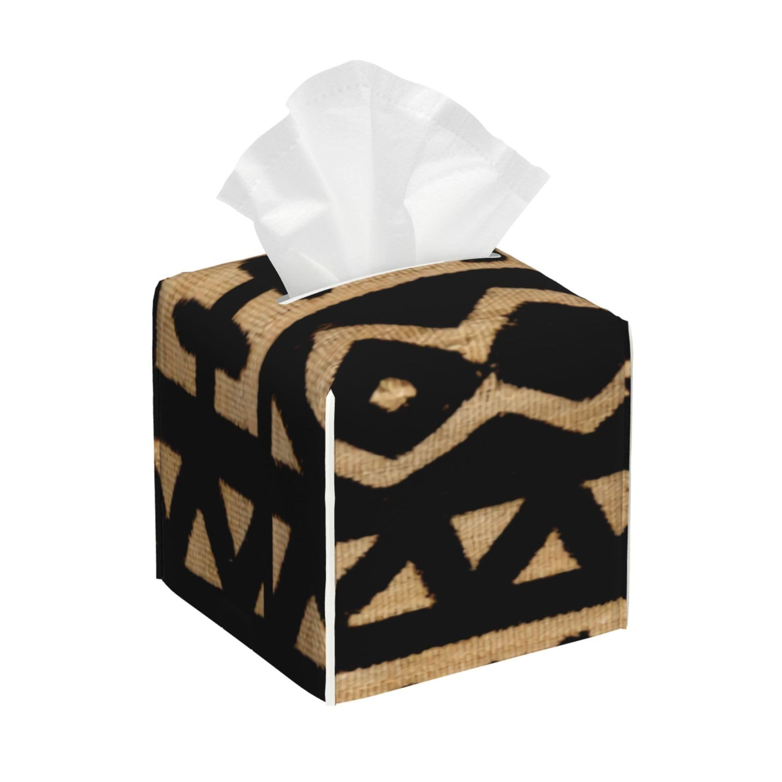 African Mud Cloth Motif Tissue Box Cover, Fashionable Decorative Storage Box, Suitable for Most Places