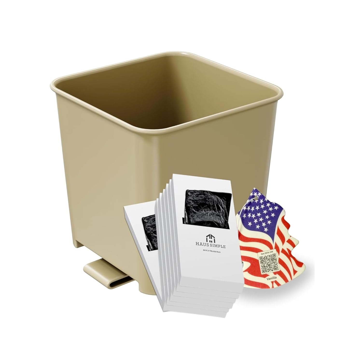 Mocha Car Trash Can with Floor Mat Clip – Waterproof & Leakproof Small Bin for Car, SUV, Truck, Van – Includes 1 Box of Trash Bags Inside + 6 Extra Boxes (Total of 7 Boxes, 140 Bags)