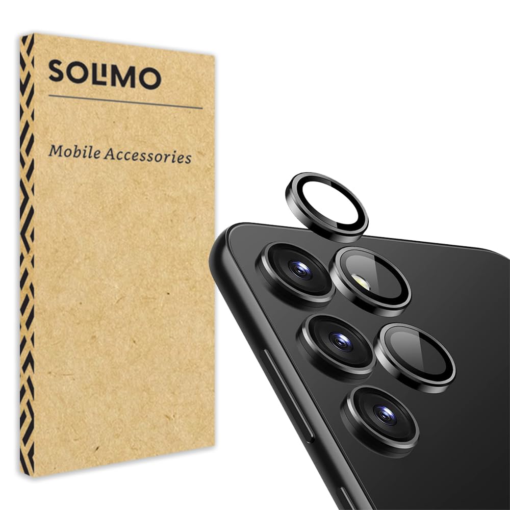Amazon Brand - Solimo Camera Glass Lens Protector Ring for Samsung Galaxy S25 5G Case Friendly with Edge-to-Edge Protector Coverage and Easy Installation (Black)