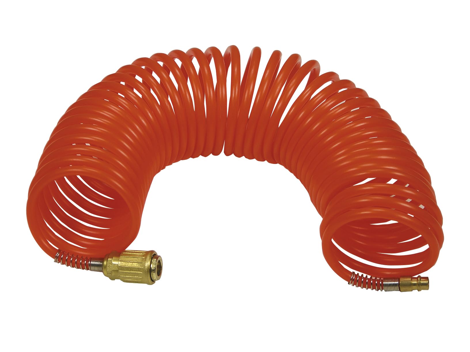 ABAC Tuyau spiralé pour air comprimé, diamètre extérieur 8 mm et diamètre intérieur 6 mm complet avec raccords à raccord rapide universels aux extrémités. Longueur 10 mètres 1-8 Bar