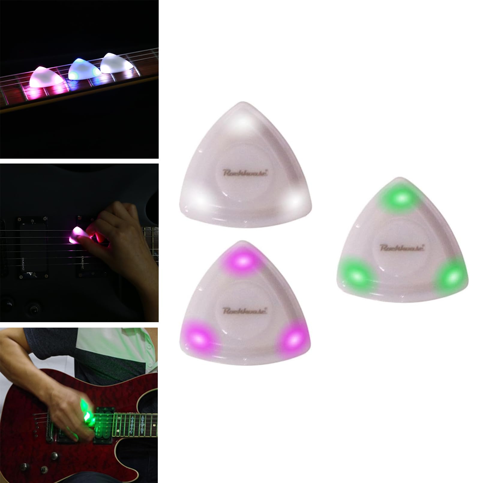 Beat Picks - LED Guitar Picks for Ukulele & Guitar, Enhanced Stage Performance (3PCS Mix, White, Green, Purple)