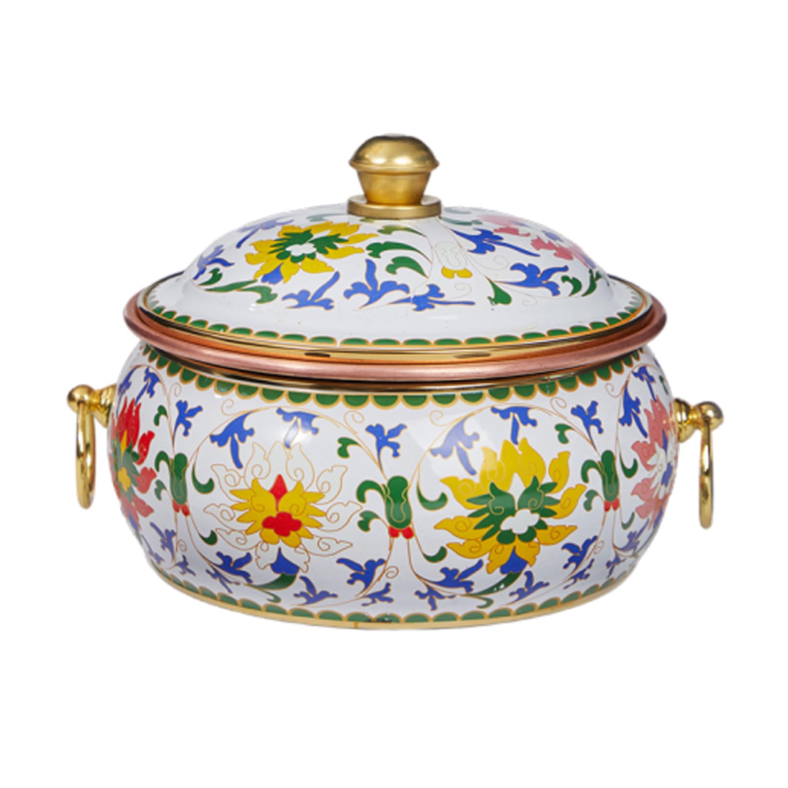 HTTGDGDH Hot Pot Beijing Chinese Copper Chafing Dishes Single Person Small Copper Potshabu Shabu Pot Cloisonne Hot Pot,H,B
