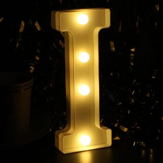 LED Marquee Sign Light Up Letters, Alphabet Light Up Letters Sign, Battery Powered LED Letter Lights for Night Light, Wedding, Birthday, Party, Christmas or Home Decor (Letter I)