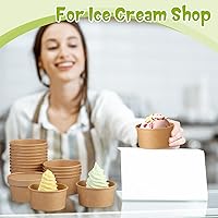 Vista 7 de Fulmoon Paquete de 100 recipientes de papel para sopa con tapas, recipientes de papel desechables para alimentos con tapa ventilada, tazas de postre