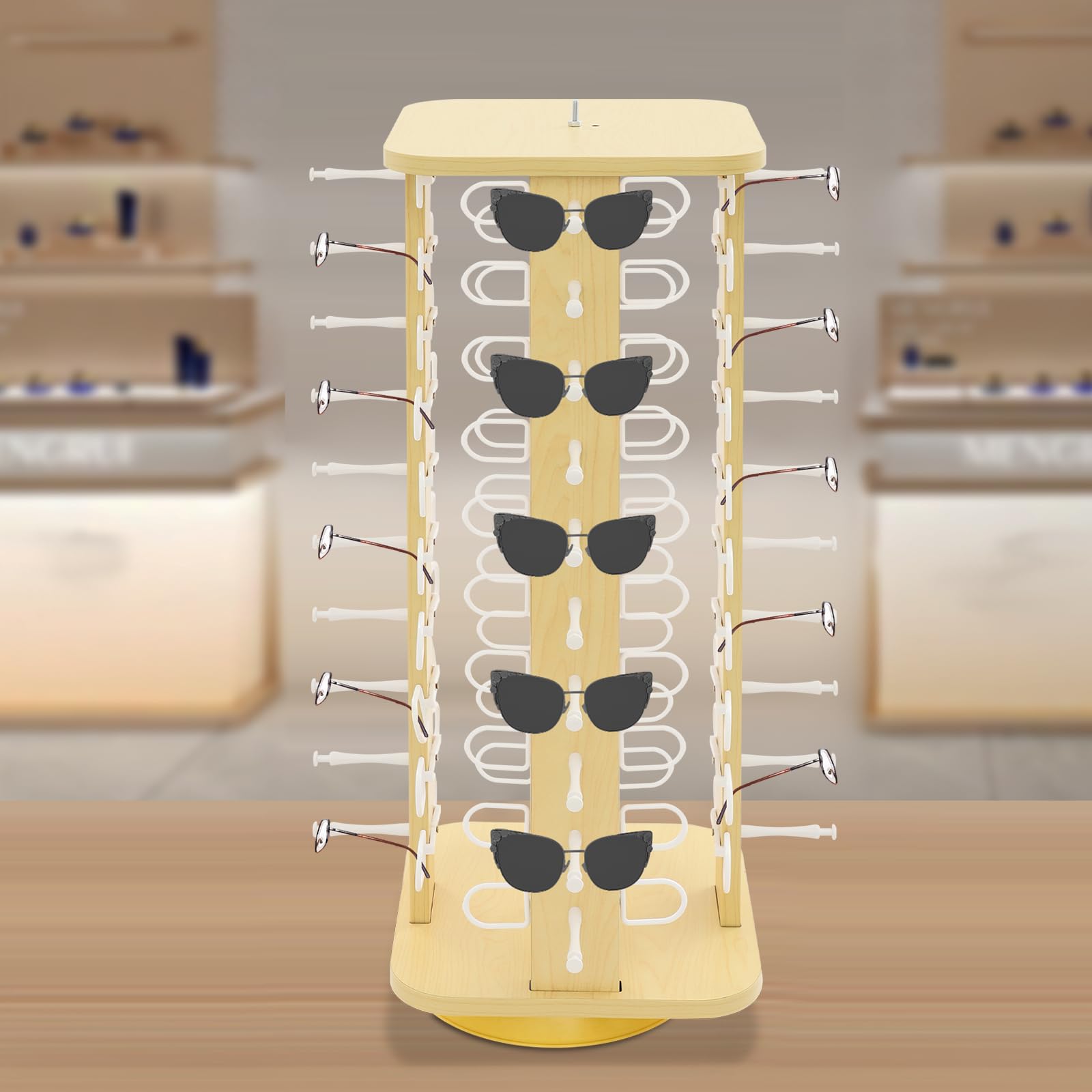 Soporte de exhibición para Gafas de Sol, 50 Pares, Organizador de Gafas de Sol y Gafas con rotación de 360°, Colgador de Gafas para exhibición Comercial en mostrador, 13.8 * 29.1 pul