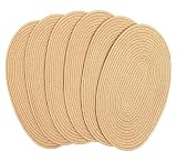 DAJAMAI 6 Pack Jute Woven Placemats, 12x16 inches Brown Oval Plate Charger Cotton Heat Resistant Non