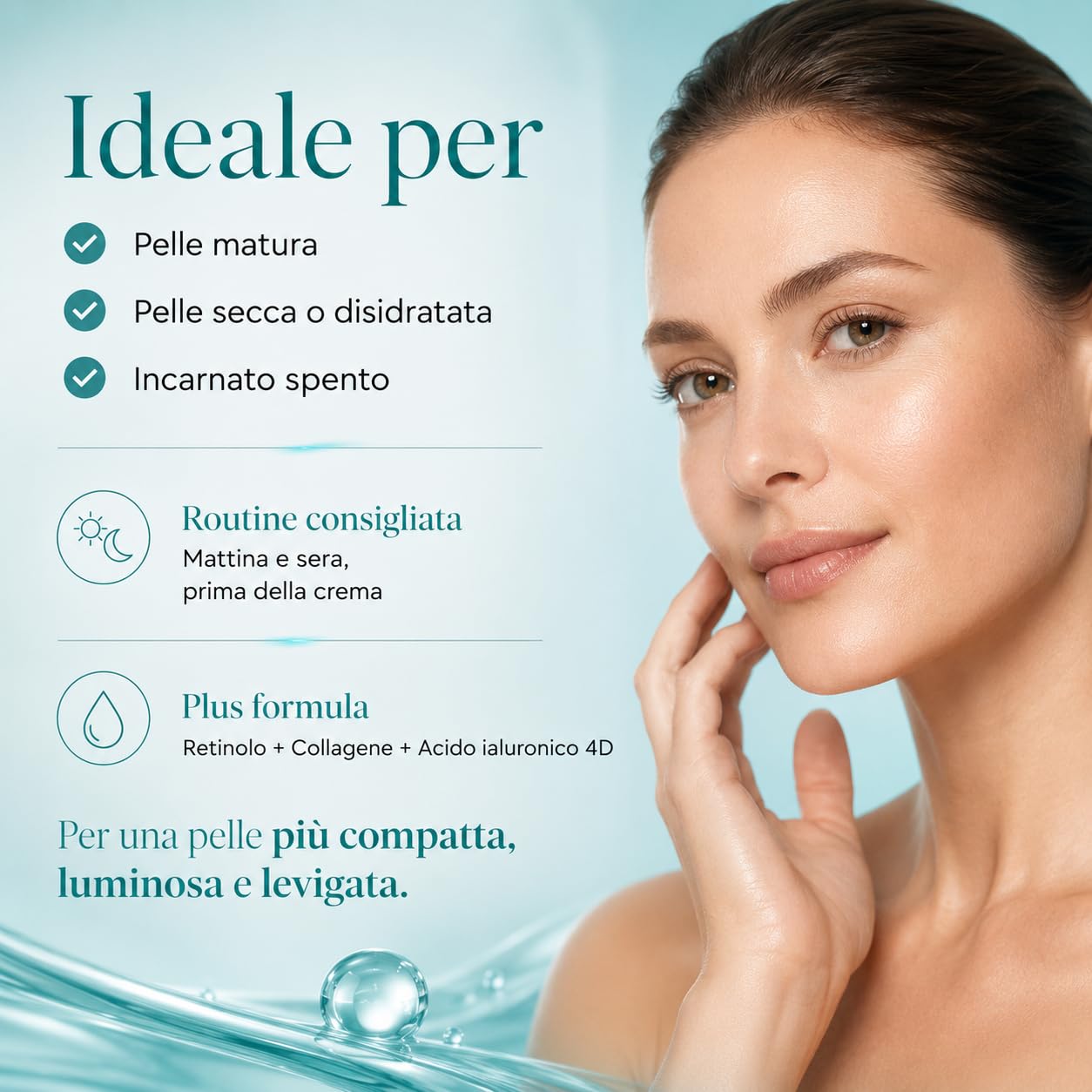 Linfa Cosmetics Serum Retinol Colágeno Anti-Edad Suero Facial Suero Antiarrugas con Retinol, Colágeno, Ácido Hialurónico y Oro Cosmético, Hidratante y Rellenador, 30 ml
