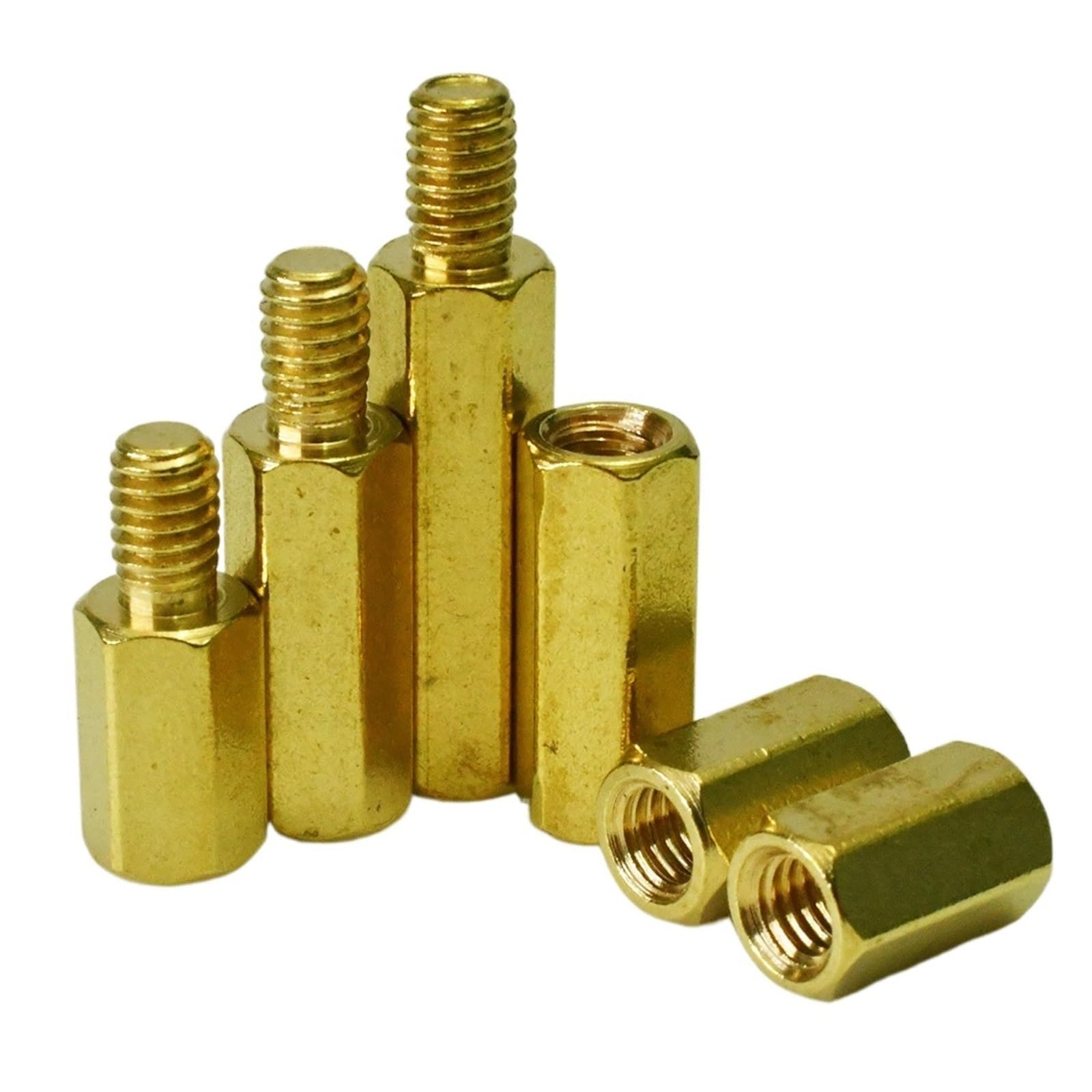 Columna de cobre Hexagonal de un solo cabezal, tuerca Hexagonal M6, pilar de separación MFF macho-hembra, espaciador hembra, placa base PCB (Color : Brass, Size : M6x35 thread8 15pcs)