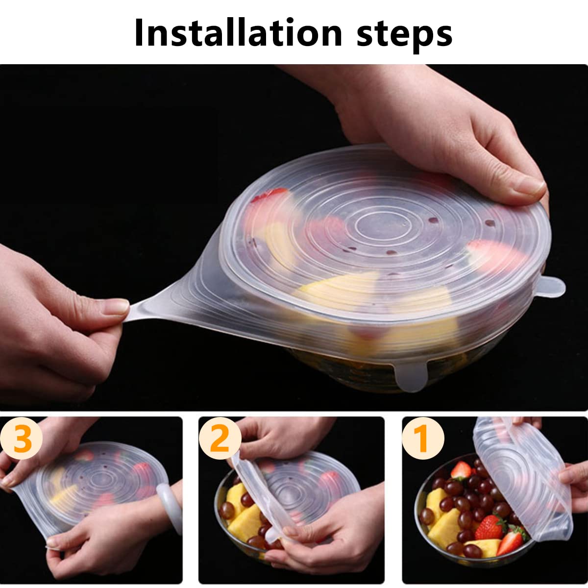 6 Coperchi Elastici In Silicone - Riutilizzabili, Per Ciotole E Contenitori, Sostituto Pellicola - Foto 9