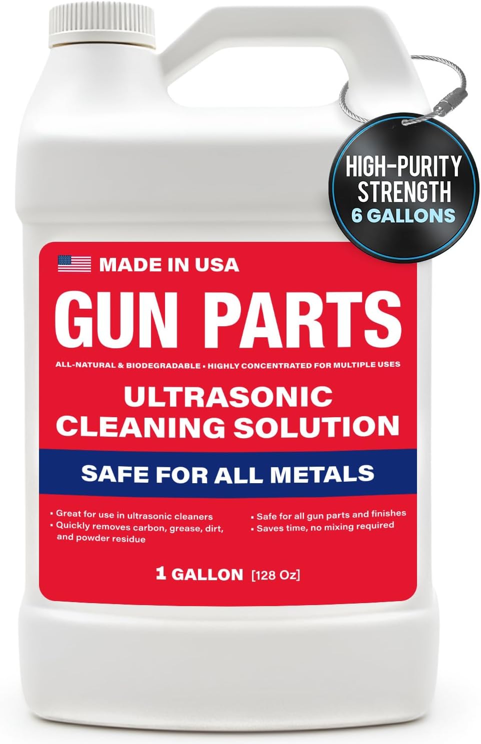 Ultrasonic Gun Cleaning Solution - 1 Gallon/128oz [Made in USA] Concentrated Formula Mixes into 6 Gallons - Firearm Cleaning Fluid for Brass & Gun Parts - for Ultrasonic Cleaner Use
