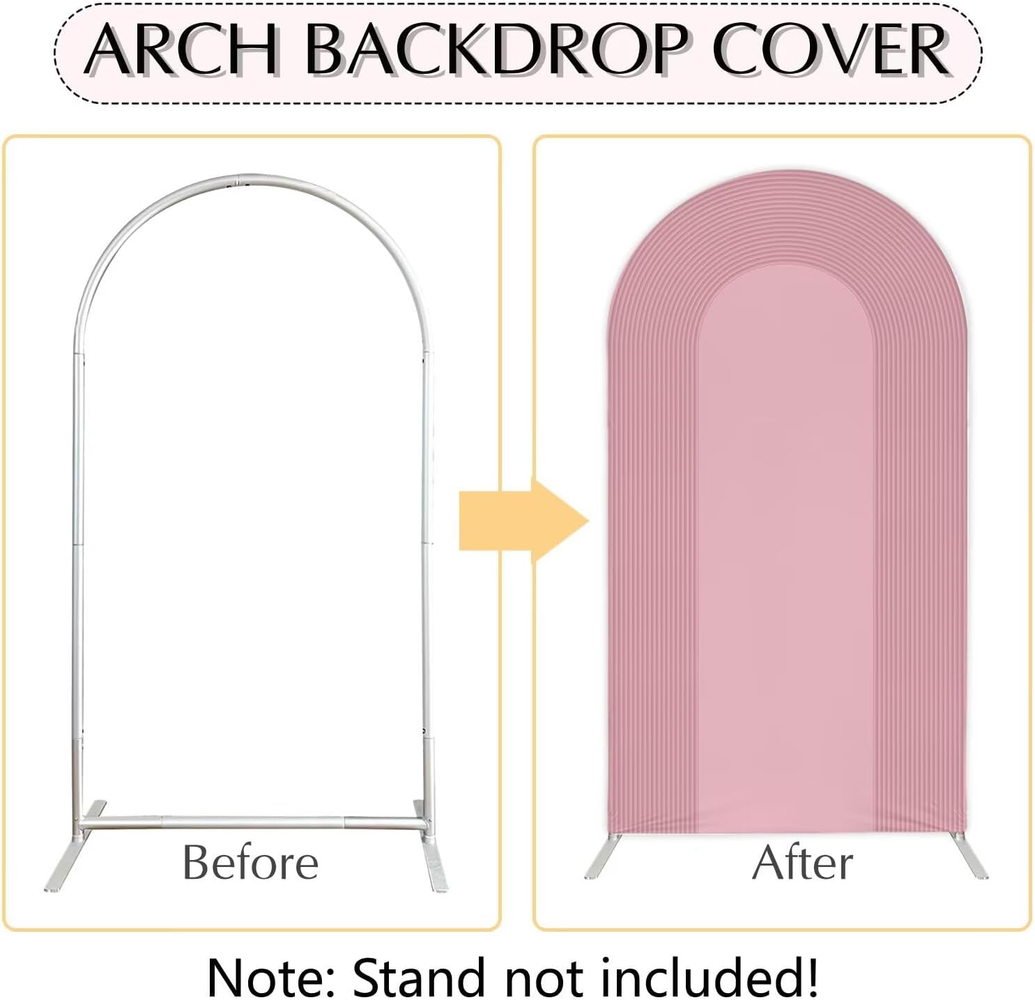 7.2FT Pink Ripple Arch Backdrop Cover Printed Ripples Spandex Arch Stand Cover for Wedding Birthday Baby Shower Banquet Party Decoration(Only Cover) image 4
