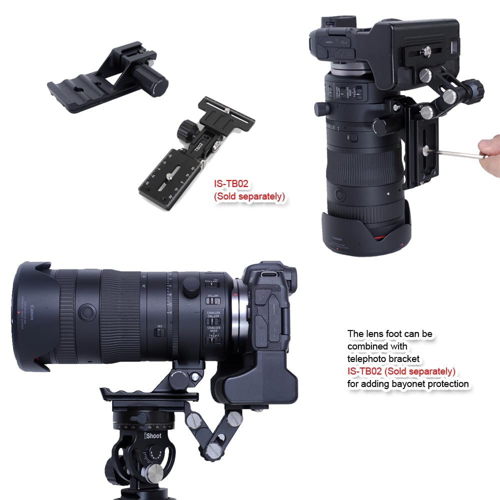 Pied de rechange pour trépied compatible avec objectif Canon RF 24-105 mm F2.8 L IS USM Z, support de support Arca-Swiss Fit plaque à dégagement rapide pour stabilisateur de pince Arca