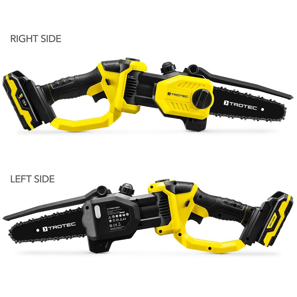 TROTEC Motosierra a batería PCHS 10-20V | Motosierra eléctrica ligera incluye batería intercambiable Flexpower de 20V y protector de cadena