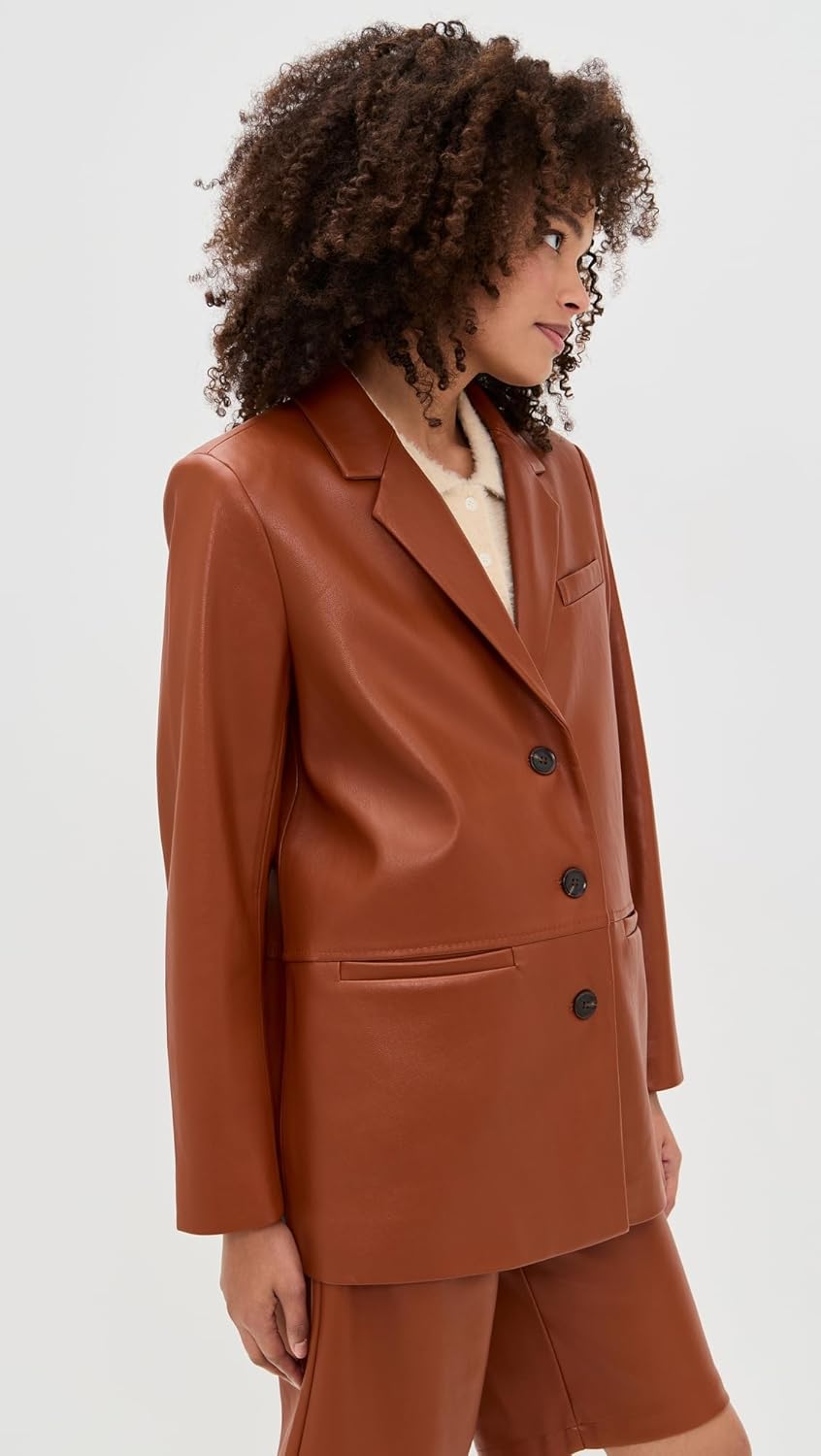 LE BOP Women's Ruthie Faux Leather Blazer - Image 4