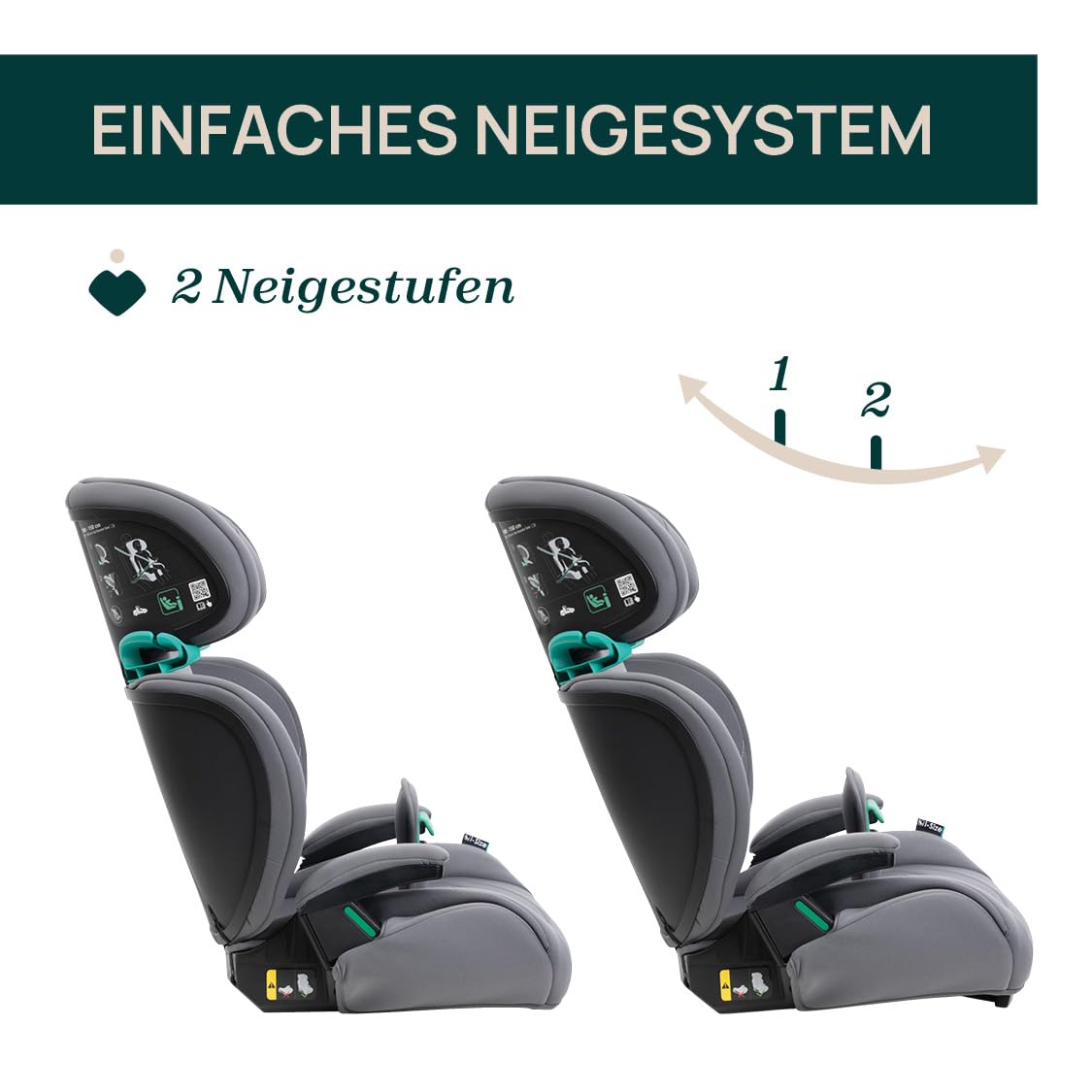 Chicco Quizy Lite i-Size, Kinderautositz 3-12 Jahre (100-150 cm), Gewicht 15-36 kg, einfach einzubauen, verstellbar, höhenverstellbar, mit gepolsterten Armlehnen und bequemem Sitz, Grau