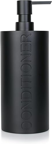 Miniatura 23 de Dispensador de Bomba Recargable con Botella Grabada de Champú de Resina de Piedra Arenisca Gris Neutro, Construcción de Resina Duradera e Resina de