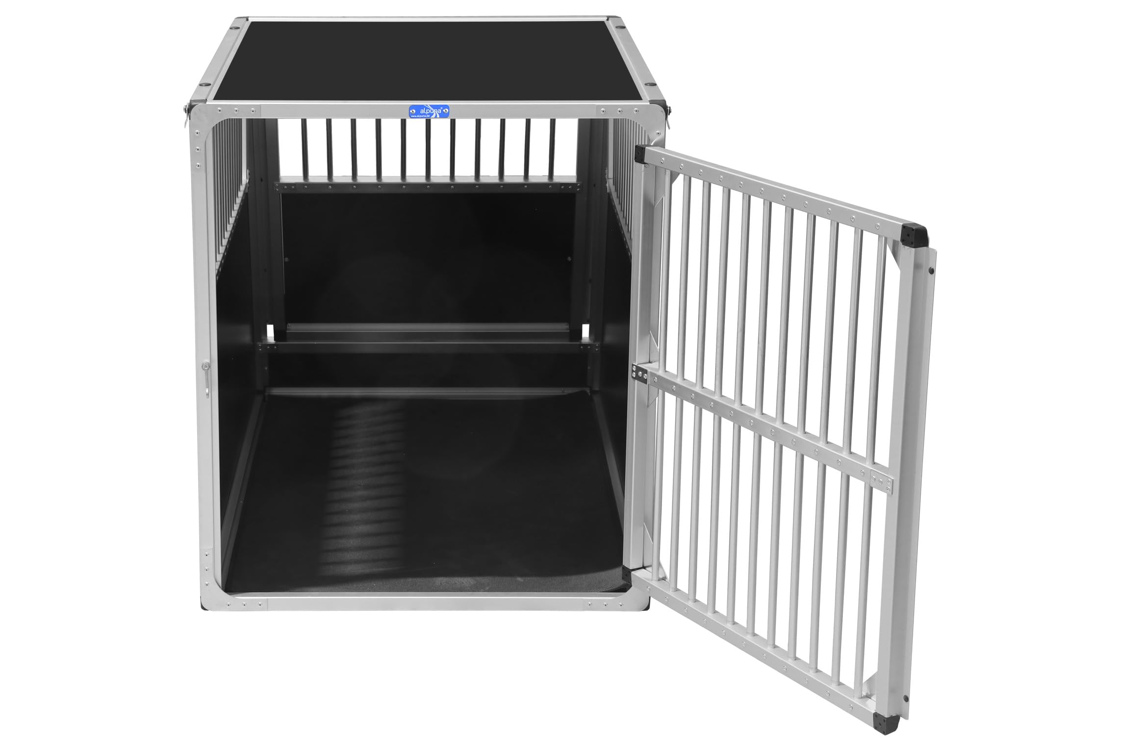 ALPUNA Transportbox N92 – Aluminium Hundebox 120×75×85 cm, Auto Hundebox mit Notausstieg, sicherer Hundetransport im Kofferraum mit Stoßstangenschutz 75 * 90cm