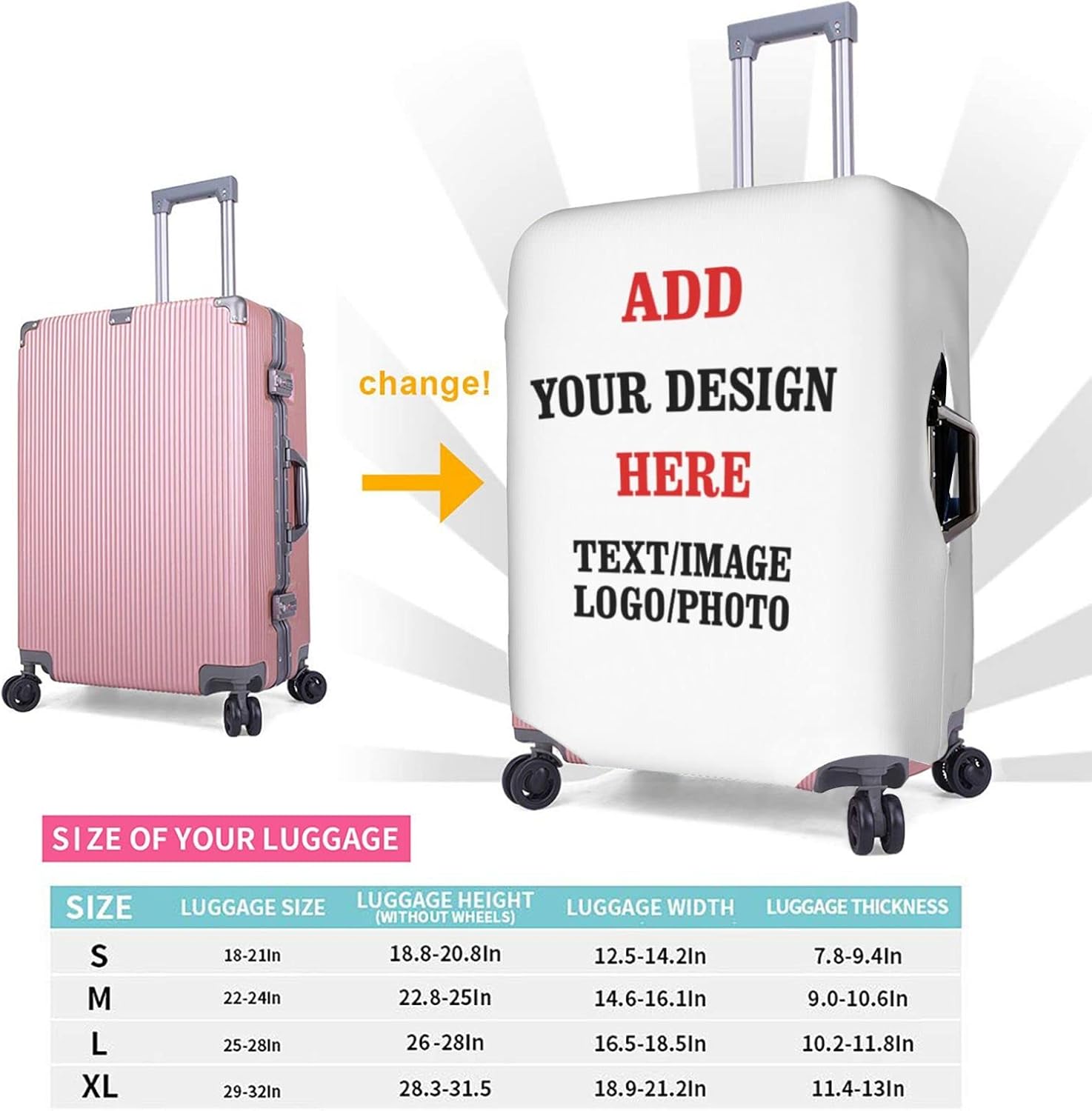 Custom Suitcase-cover Personalized Luggage-Protector Baggage-Sleeve - Customized Elastic Washable Resilient Travel Luggage Covers (XL(for 29"-32" luggage))