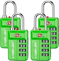 Vista 9 de SURE LOCK Cerraduras de equipaje con combinación de 4 dígitos reiniciables aprobadas por la TSA con alerta abierta, diales de fácil lectura